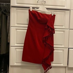 Cinq a sept red strapless mini dress